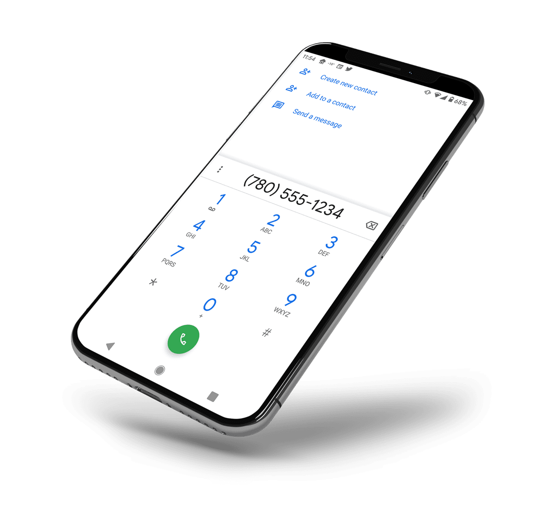 smart phone dialing local alberta phone number