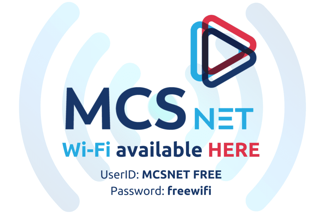 Image of MCSnet's free wi-fi sign.