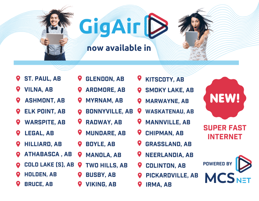 List of all GigAir communities powered by MCSnet.