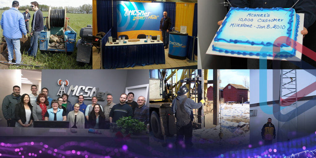 Collage of historical photos of MCSnet and the family owners.