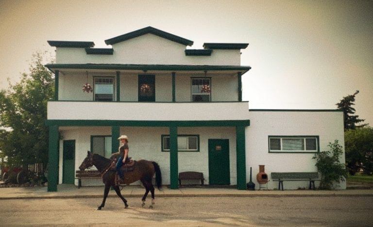 The Bruce Hotel, a two-storey heritage building in the hamlet of Bruce, Alberta
