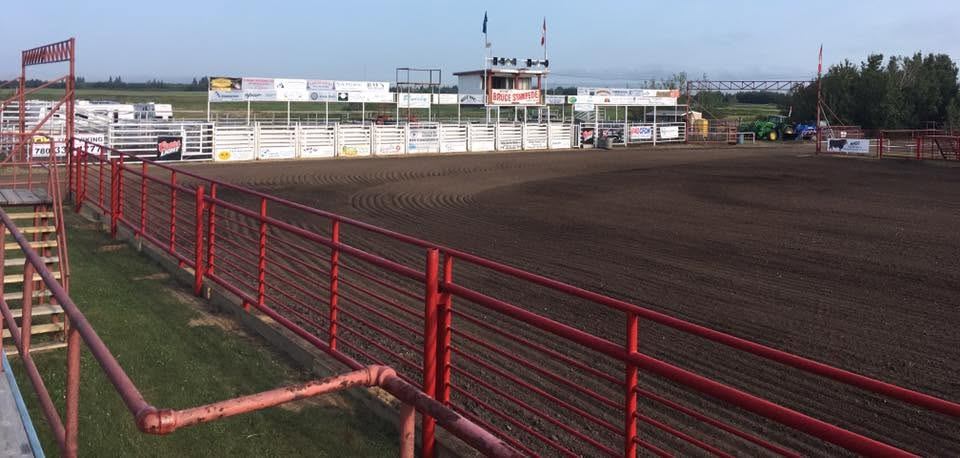 Rodeo arena at the Bruce Stampede grounds in Beaver County, Alberta