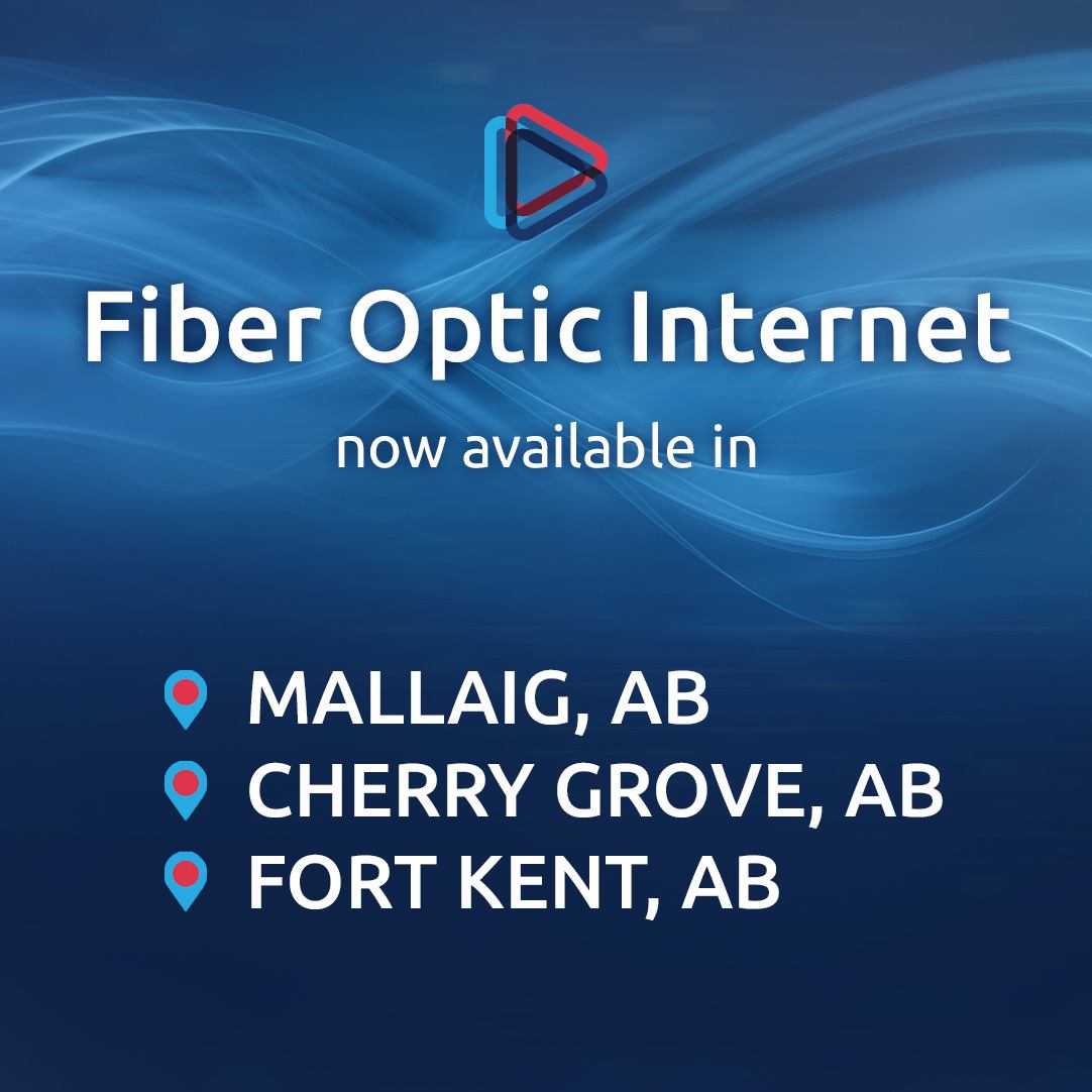 MCSnet fiber optic internet announcement graphic listing Mallaig, Cherry Grove, and Fort Kent