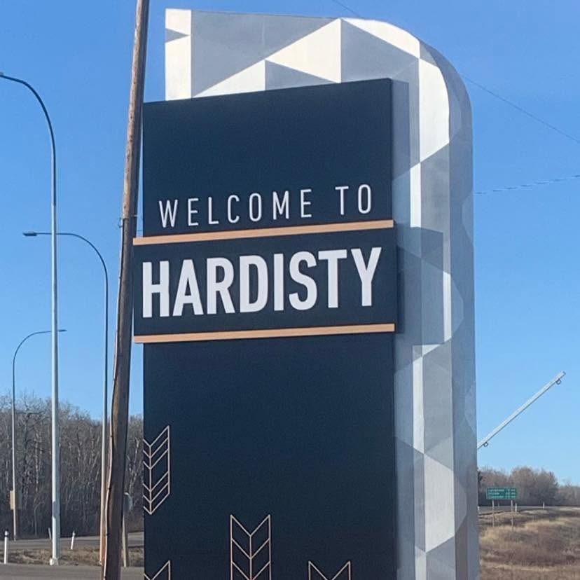 Welcome to Hardisty, Alberta town entrance sign