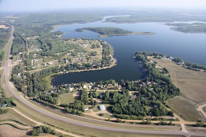 Aerial view of the Summer Village of Island Lake, Athabasca County, Alberta