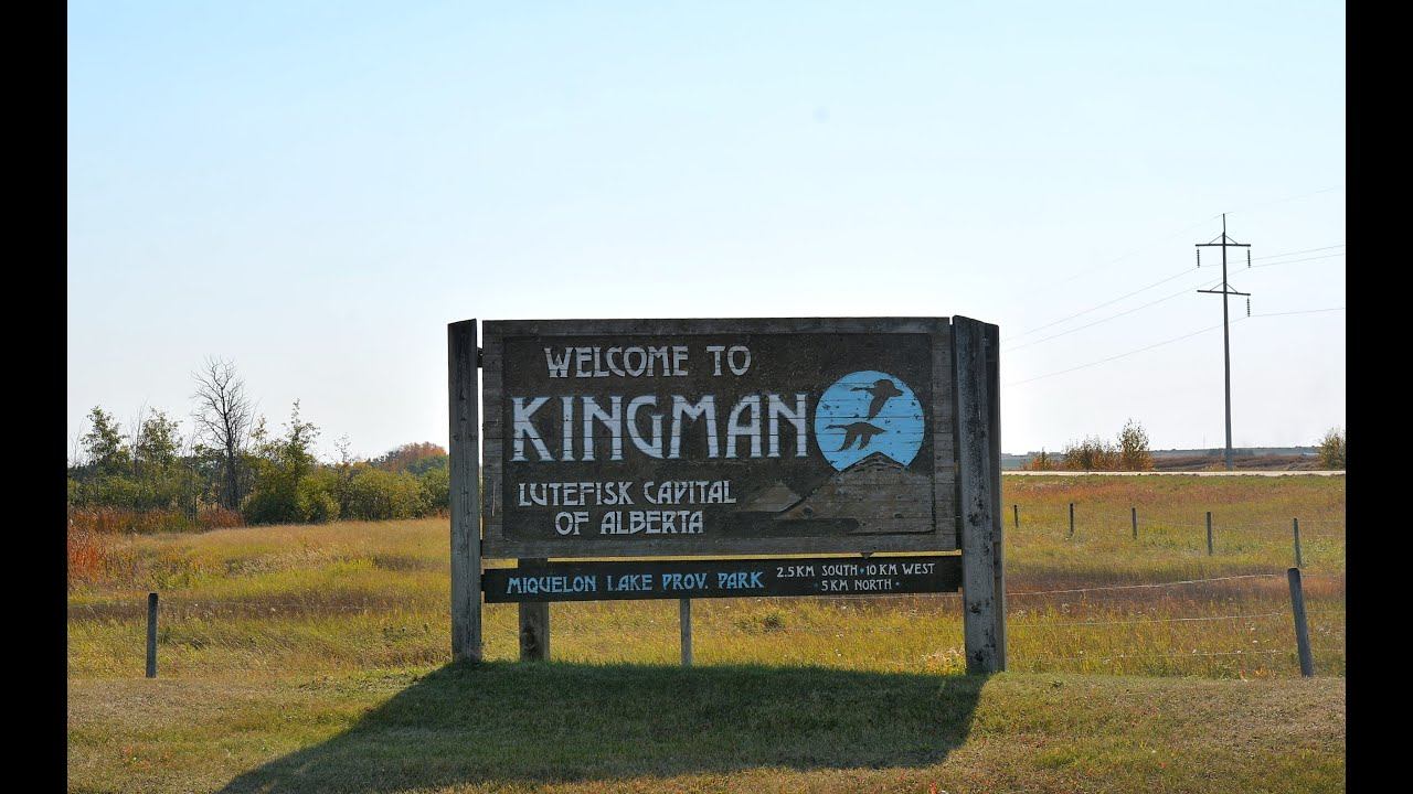 Welcome to Kingman sign, Lutefisk Capital of Alberta, Camrose County