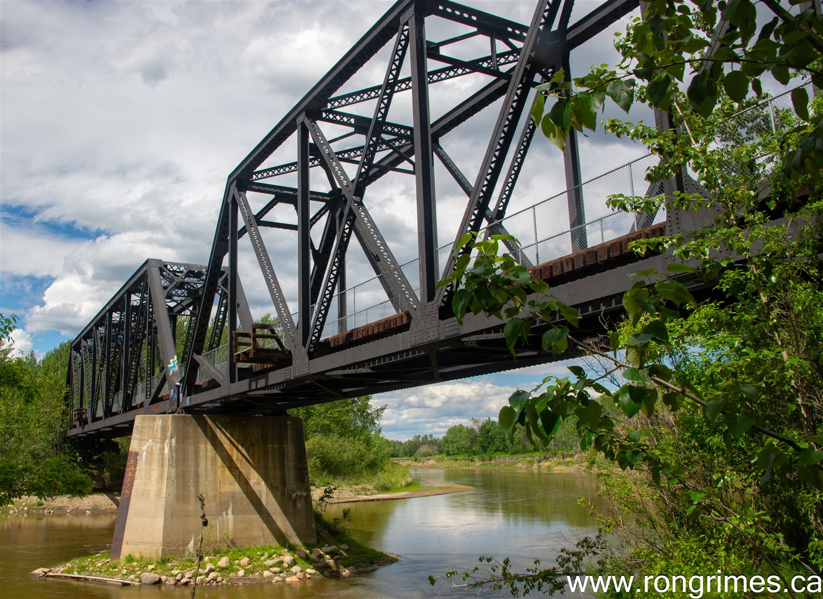 Historic trestle bridge near Manola, Alberta