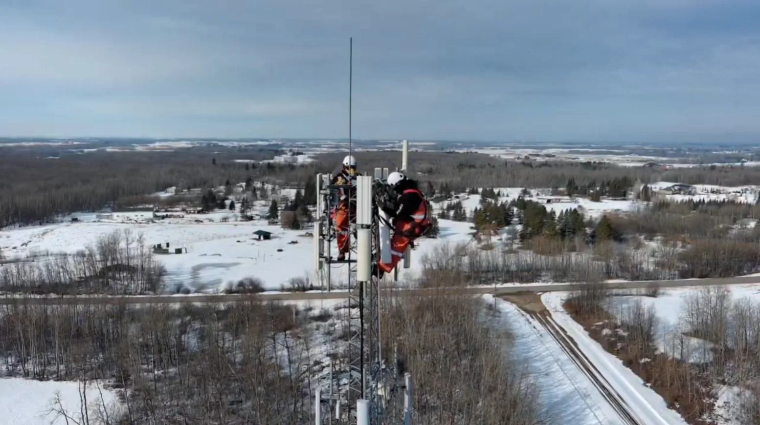 View from the top of an MCSnet tower in rural Alberta