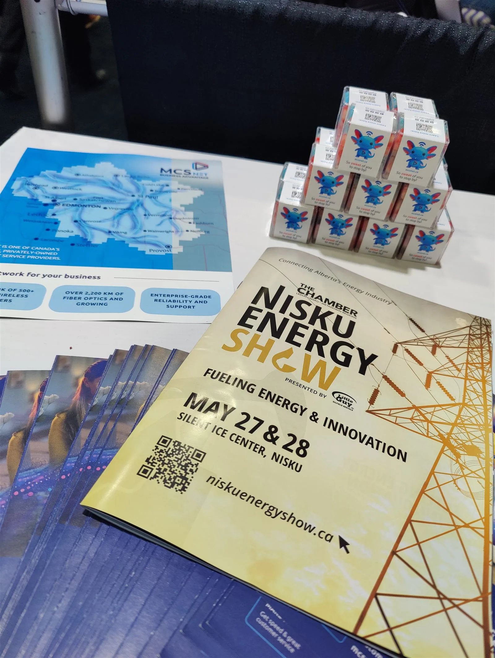 MCSnet promotional materials and coverage map on display at the Nisku Energy Show